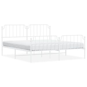 vidaXL Metal Bed Frame without Mattress with Footboard&nbsp;White 183x213cm
