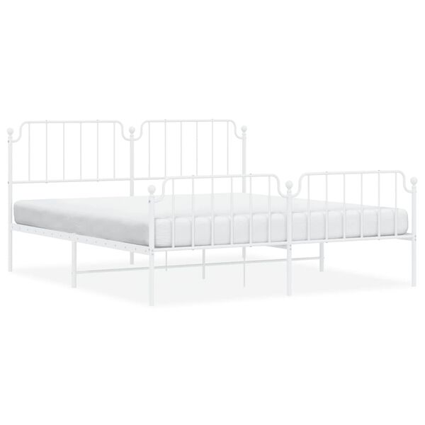 vidaXL Metal Bed Frame without Mattress with Footboard&nbsp;White 183x213cm