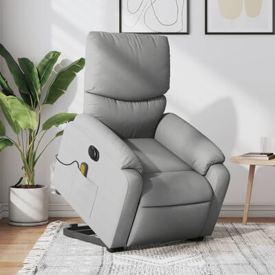 vidaXL Electric Stand up Massage Recliner Chair Light Grey Fabric