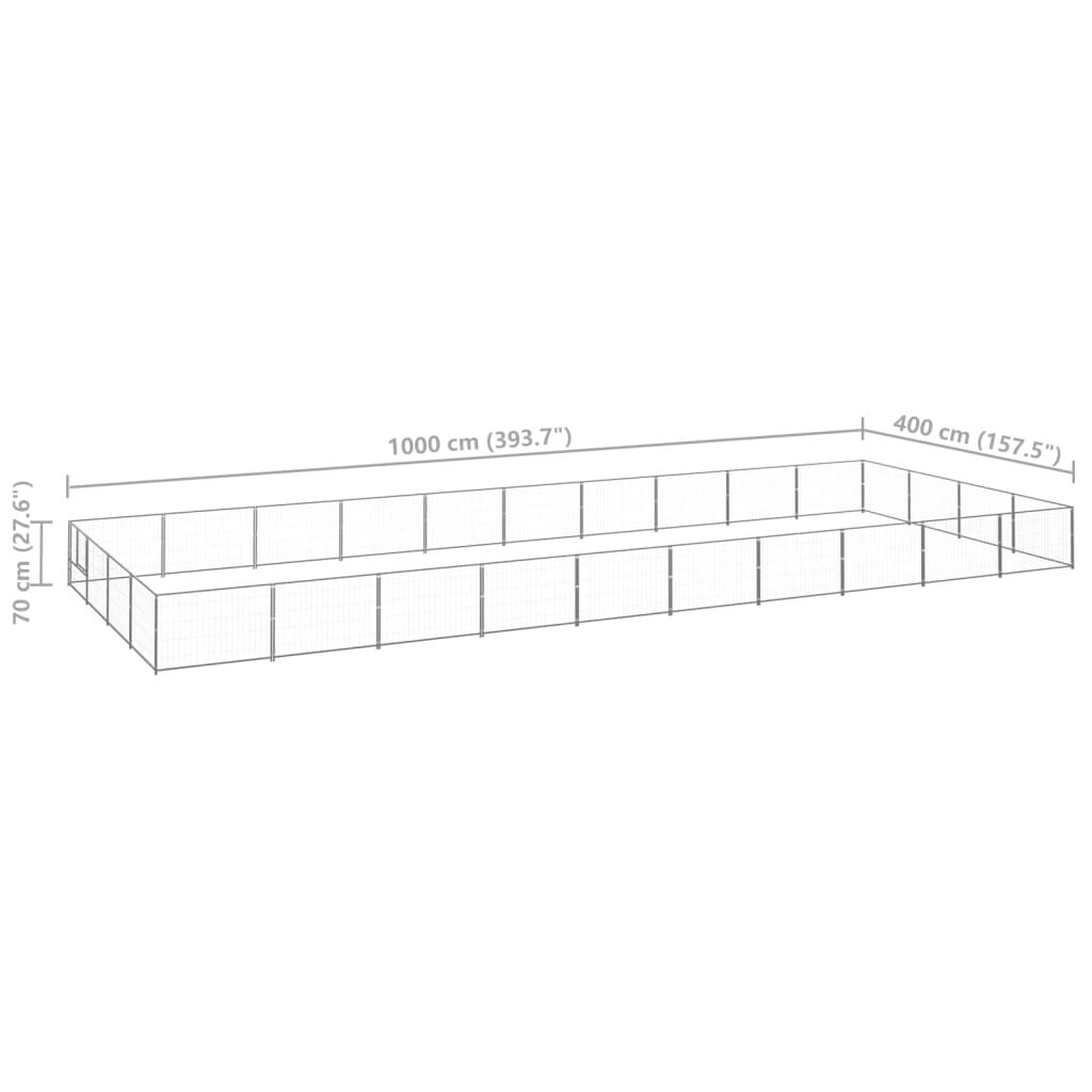 vidaXL Dog Kennel Silver 40 m² Steel