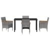 vidaXL Garden Dining Set with Cushion 5 pcs Grey Poly Rattan