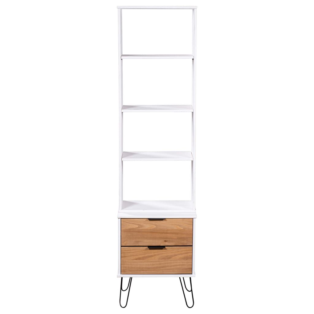 vidaXL Book Cabinet New York White and Light Wood Solid Pine Wood