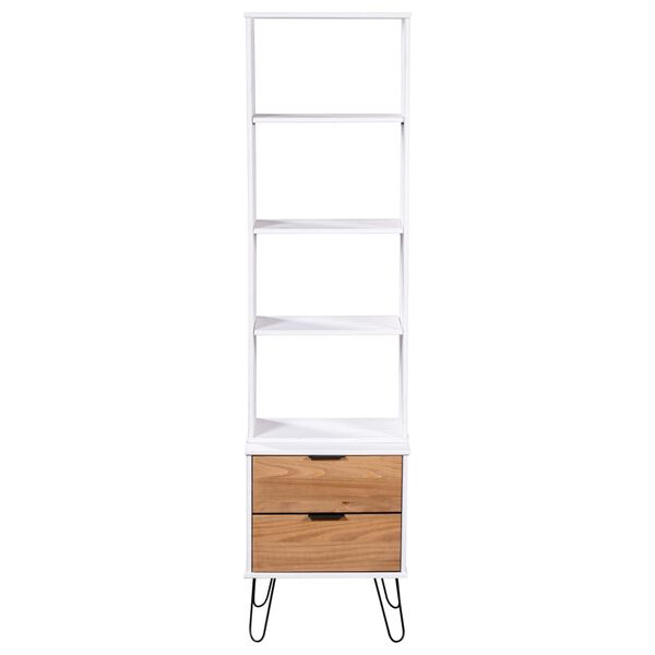 vidaXL Book Cabinet New York White and Light Wood Solid Pine Wood