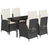 vidaXL 5 Piece Garden Dining Set with Cushions Black Poly Rattan