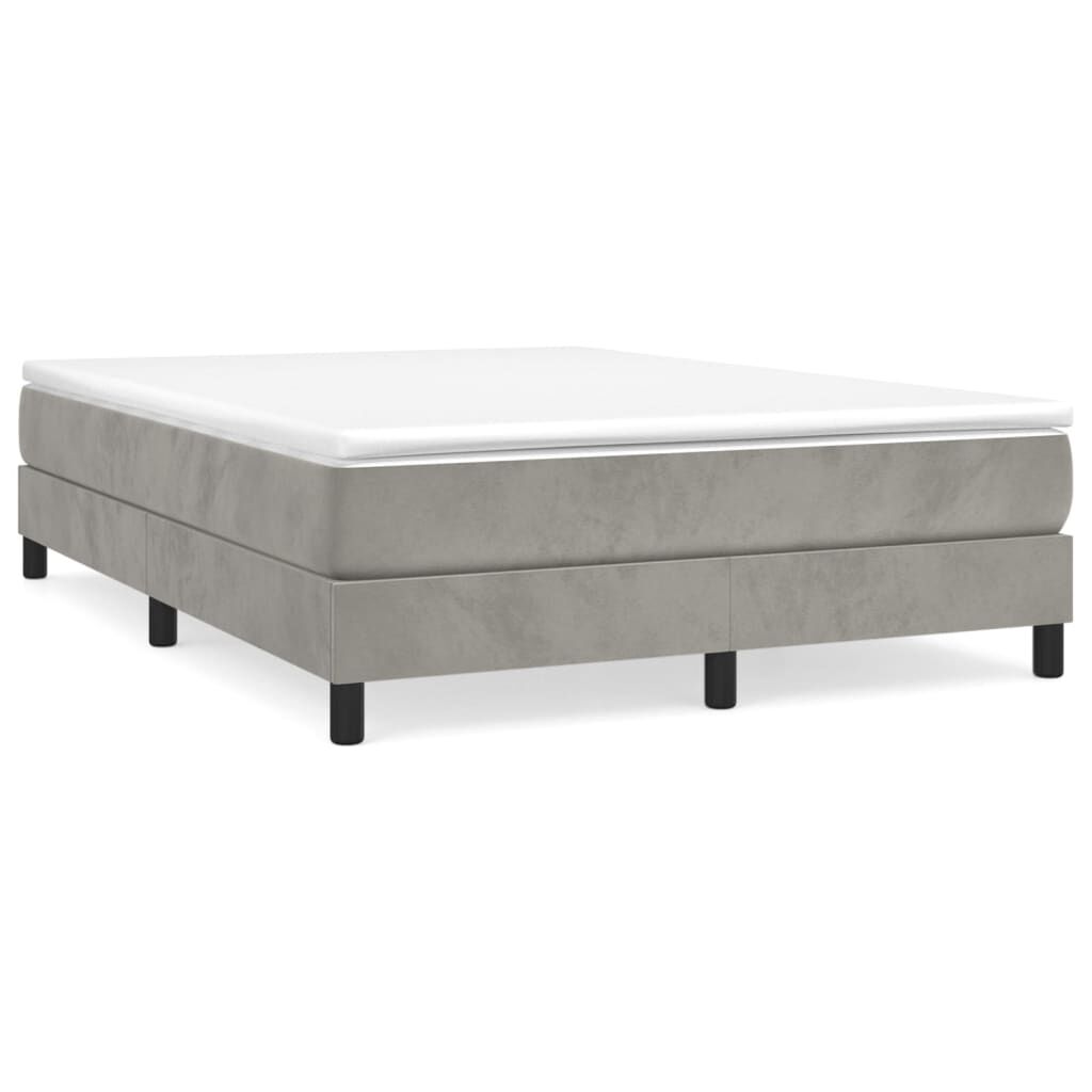 vidaXL Box Spring Bed with Mattress Light Grey 137x190 cm Full Velvet