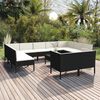 vidaXL 12 Piece Garden Lounge Set with Cushions Poly Rattan Black
