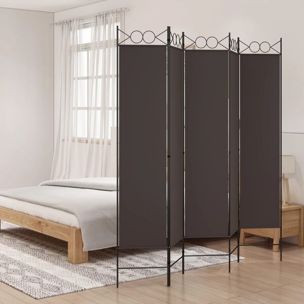 vidaXL 5-Panel Room Divider Brown 200x200 cm Fabric