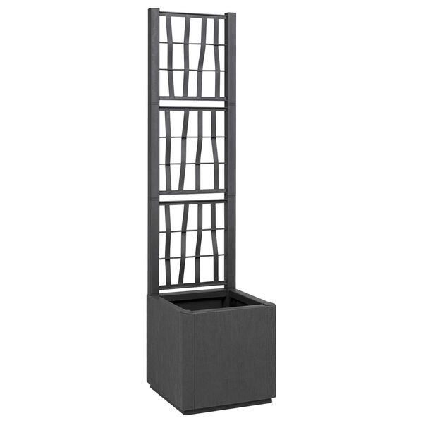 vidaXL Dark Grey Garden Planter with Trellis - 36x36x140 cm