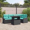 vidaXL Garden Sofa Set with Cushion 6 pcs Black and Turquoise