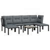 vidaXL 7 Piece Garden Lounge Set Black and Grey Poly Rattan