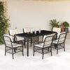 vidaXL 7 Piece Garden Dining Set with Cushions Black Poly Rattan