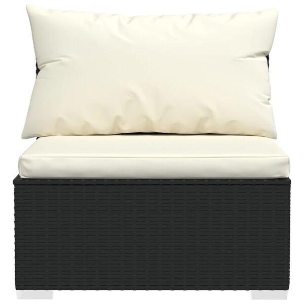 vidaXL 3-Seater Sofa with Cushions Black Poly Rattan