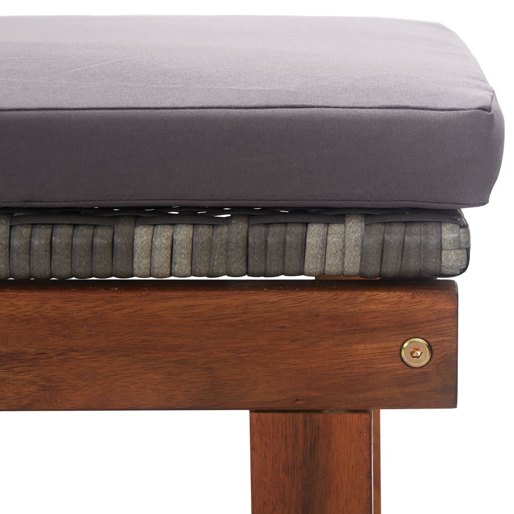 vidaXL Sun Lounger with Cushion Poly Rattan and Solid Acacia Wood Grey