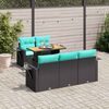 vidaXL 6 Piece Garden Sofa Set with Cushions Black Poly Rattan