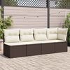 vidaXL Garden Sofa with Cushions 4-Seater Brown Poly Rattan