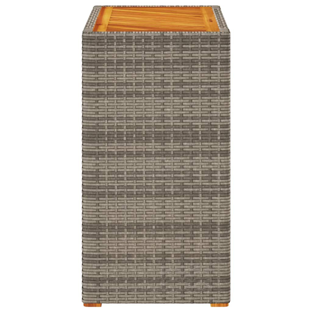 vidaXL Garden Side Table with Wooden Top Grey 60x40x75 cm Poly Rattan