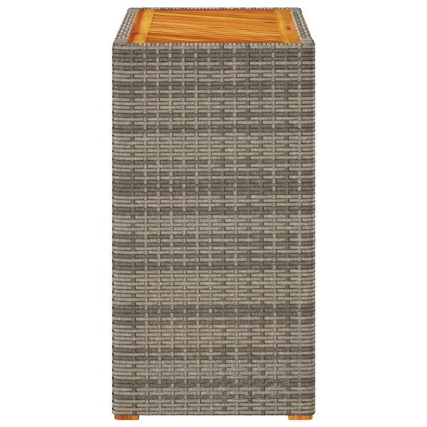 vidaXL Garden Side Table with Wooden Top Grey 60x40x75 cm Poly Rattan