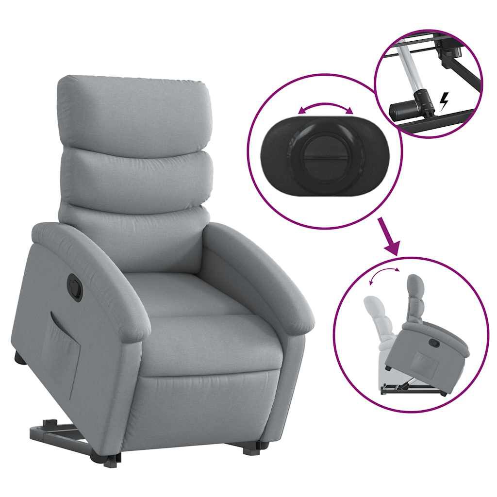 vidaXL Stand up Recliner Chair Light Grey Fabric