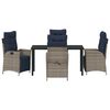 vidaXL Garden Dining Set with Cushion 5 pcs Grey and Black Rattan