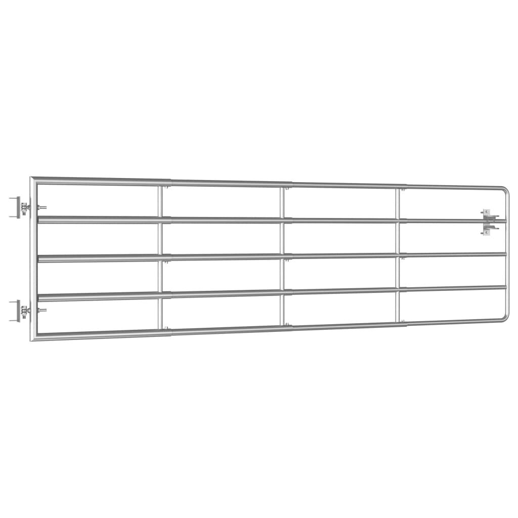 vidaXL 5 Bar Field Gate Steel (115-300)x90 cm Silver