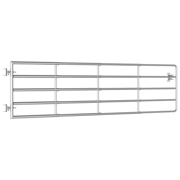 vidaXL 5 Bar Field Gate Steel (115-300)x90 cm Silver