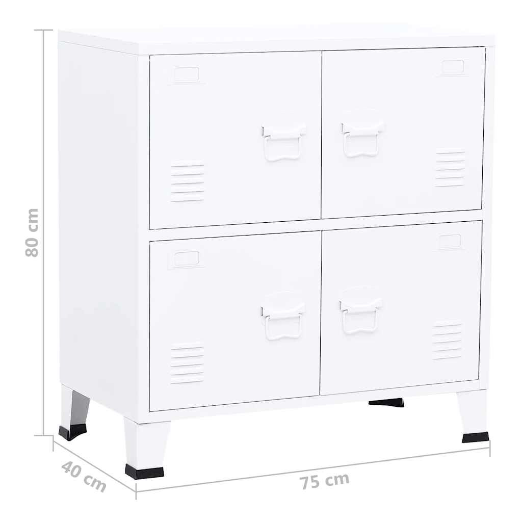 vidaXL Industrial Storage Chest White 75x40x80 cm Steel
