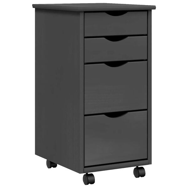 vidaXL Rolling Cabinet with Drawers MOSS Grey Solid Wood Pine
