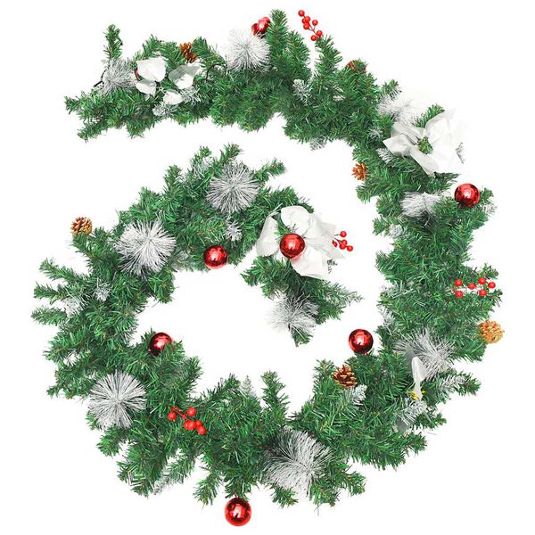 vidaXL Christmas Garland with LED Lights Green 2,7 m PVC