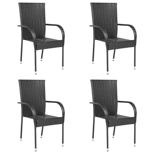 vidaXL Stackable Outdoor Chairs 4 pcs Poly Rattan Black