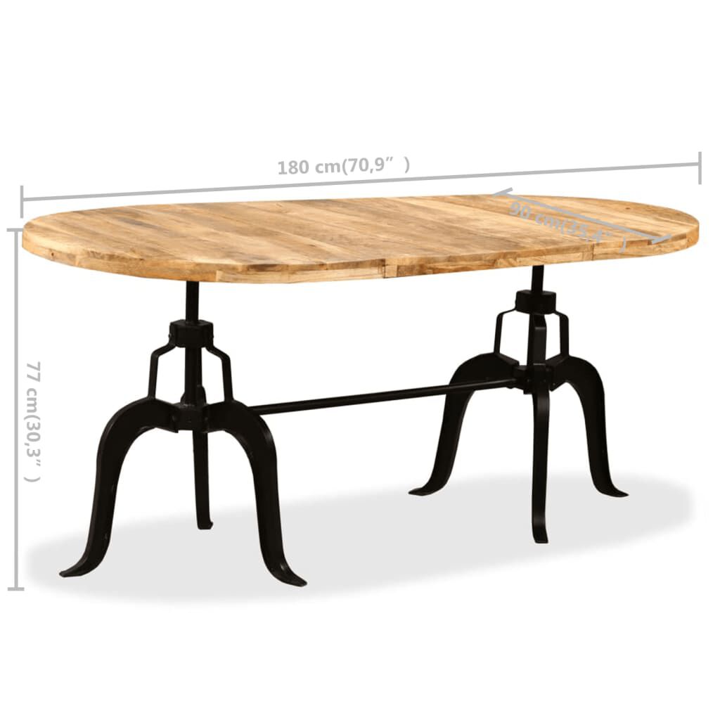 vidaXL Dining Table Solid Mango Wood and Steel 180 cm