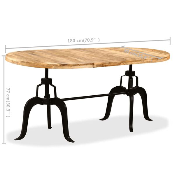 vidaXL Dining Table Solid Mango Wood and Steel 180 cm