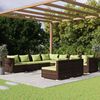 vidaXL 9 Piece Garden Lounge Set with Cushions Brown Poly Rattan