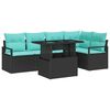 vidaXL Garden Sofa Set with Cushion 6 pcs Black and Blue Poly Rattan