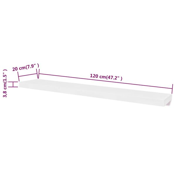 2 White MDF Floating Wall Display Shelves Book/DVD Storage