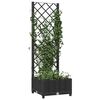 vidaXL Garden Planter with Trellis Black 40x40x121.5 cm PP