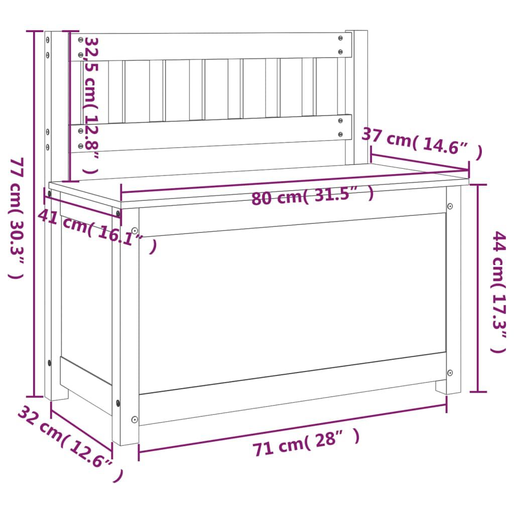 vidaXL Bench White 80x41x77 cm Solid Wood Pine