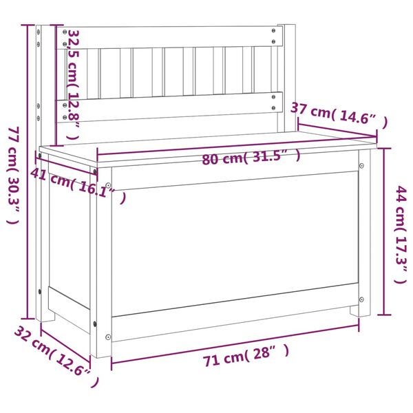 vidaXL Bench White 80x41x77 cm Solid Wood Pine