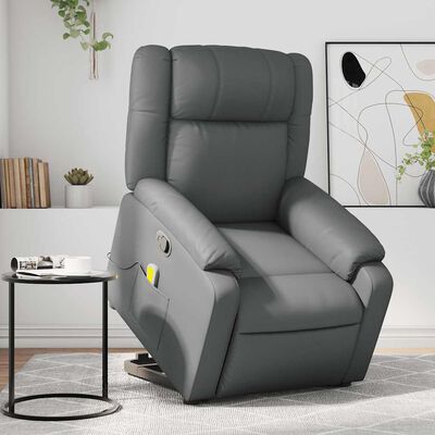 vidaXL Stand up Massage Recliner Chair Grey Faux Leather