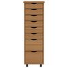 vidaXL Rolling Cabinet with Drawers MOSS Honey Brown Solid Wood Pine