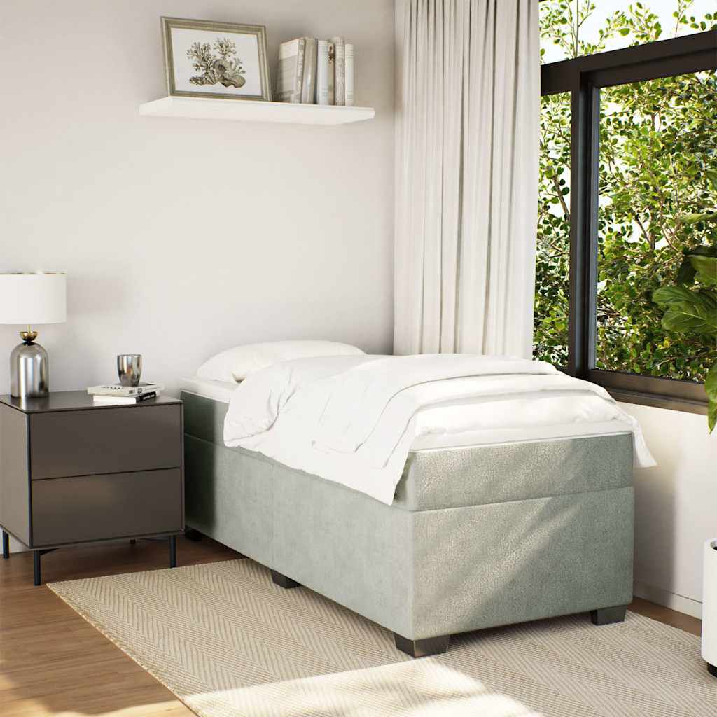 vidaXL Box Spring Bed with Mattress Light Grey Twin Velvet