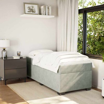 vidaXL Box Spring Bed with Mattress Light Grey Twin Velvet