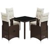 vidaXL 5 Piece Garden Bistro Set with Cushions Brown Poly Rattan