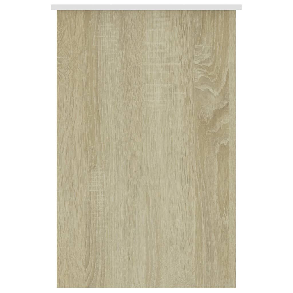 vidaXL Desk White and Sonoma Oak 100x50x76 cm Engineered Wood