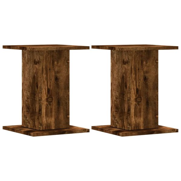 vidaXL Plant Stands 2 pcs Smoked Oak 30x30x40 cm Engineered Wood