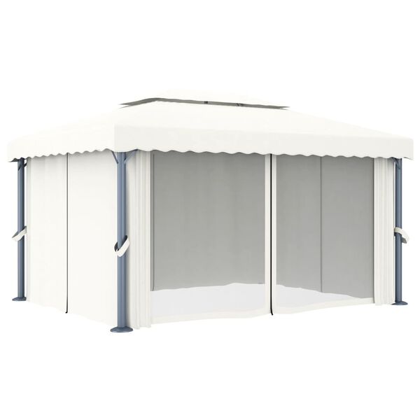 vidaXL Gazebo with Curtain 4x3 m Cream White Aluminium