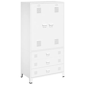 vidaXL Industrial Wardrobe White 90x50x180 cm Metal
