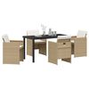 vidaXL Garden Dining Set with Cushion 5 pcs Beige Poly Rattan