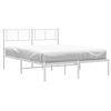 vidaXL Metal Bed Frame without Mattress with Headboard White 135x190cm