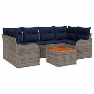 vidaXL Garden Sofa Set with Cushion 7 pcs Grey Poly Rattan