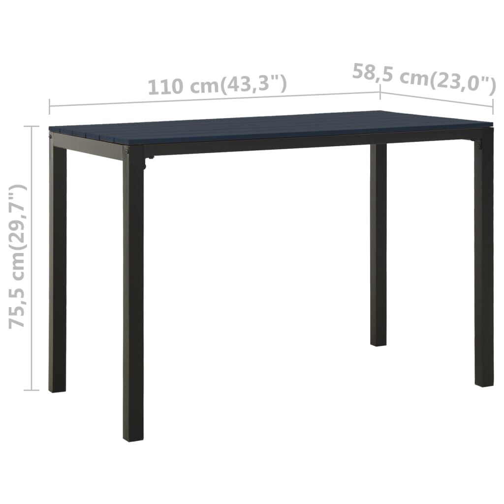 vidaXL 3 Piece Garden Dining Set Steel and WPC Black